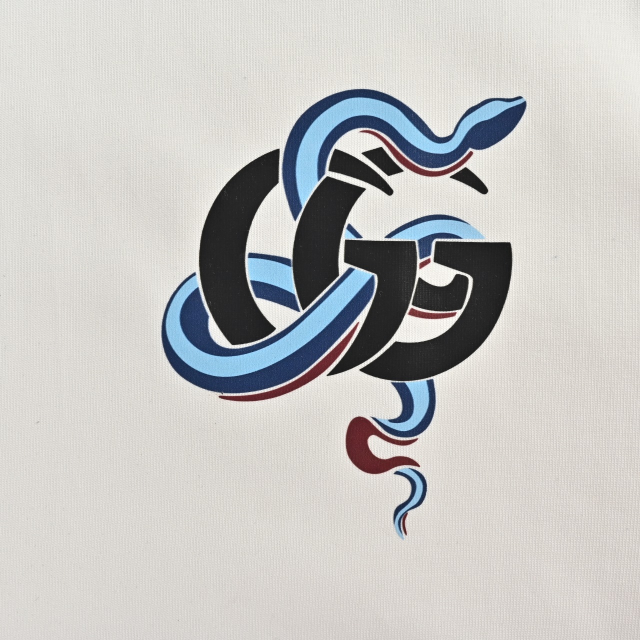 GUcci 古驰 2025SS 蛇年限定款 小蓝蛇印花 红色螺纹领口