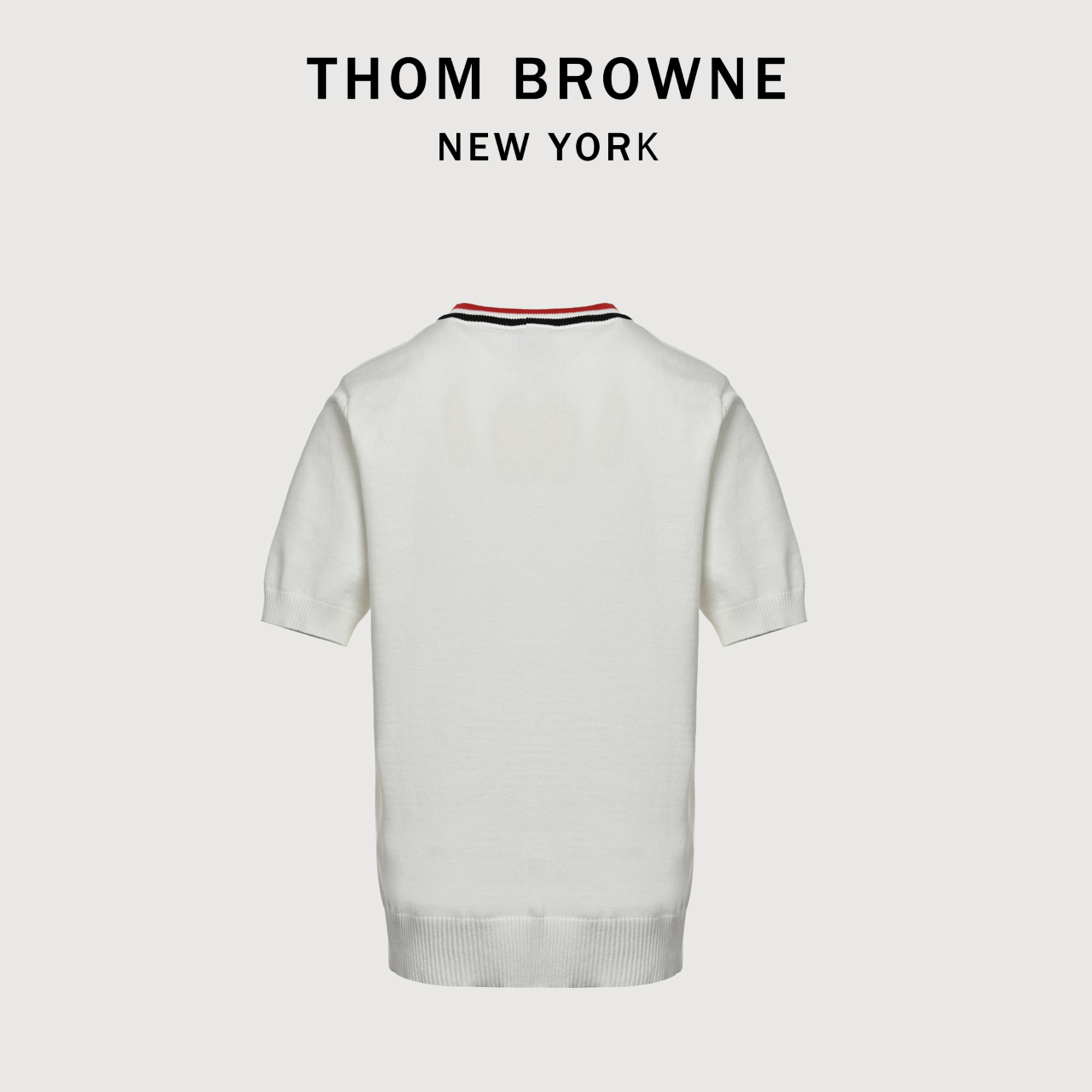 ThomBrowne/汤姆布朗 TB 领口三色简约针织圆领短袖 TB经典版型