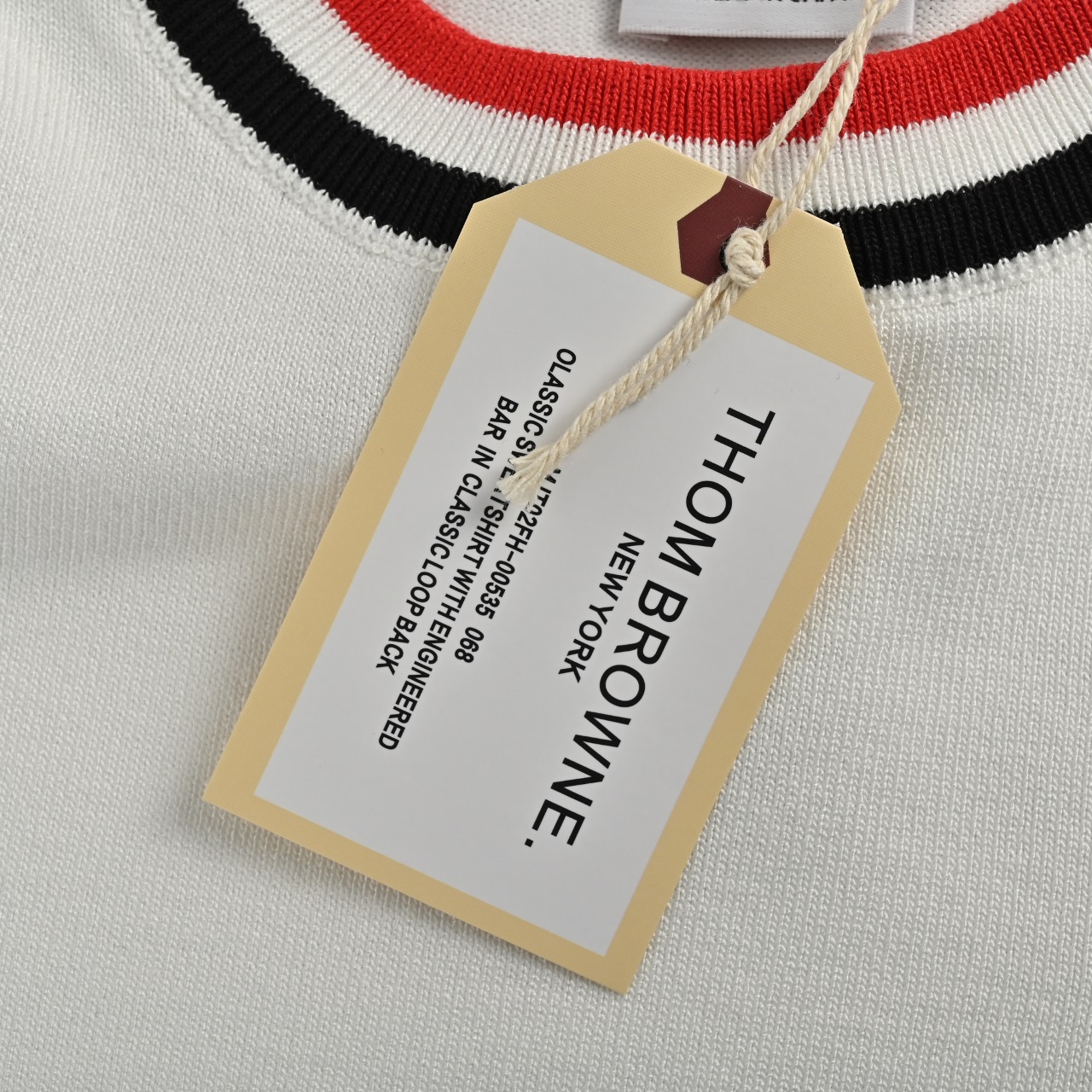 ThomBrowne/汤姆布朗 TB 领口三色简约针织圆领短袖 TB经典版型