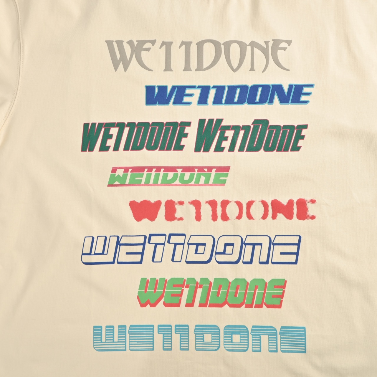 WE11DONE经典人气爆款彩色弹幕字母印花短袖