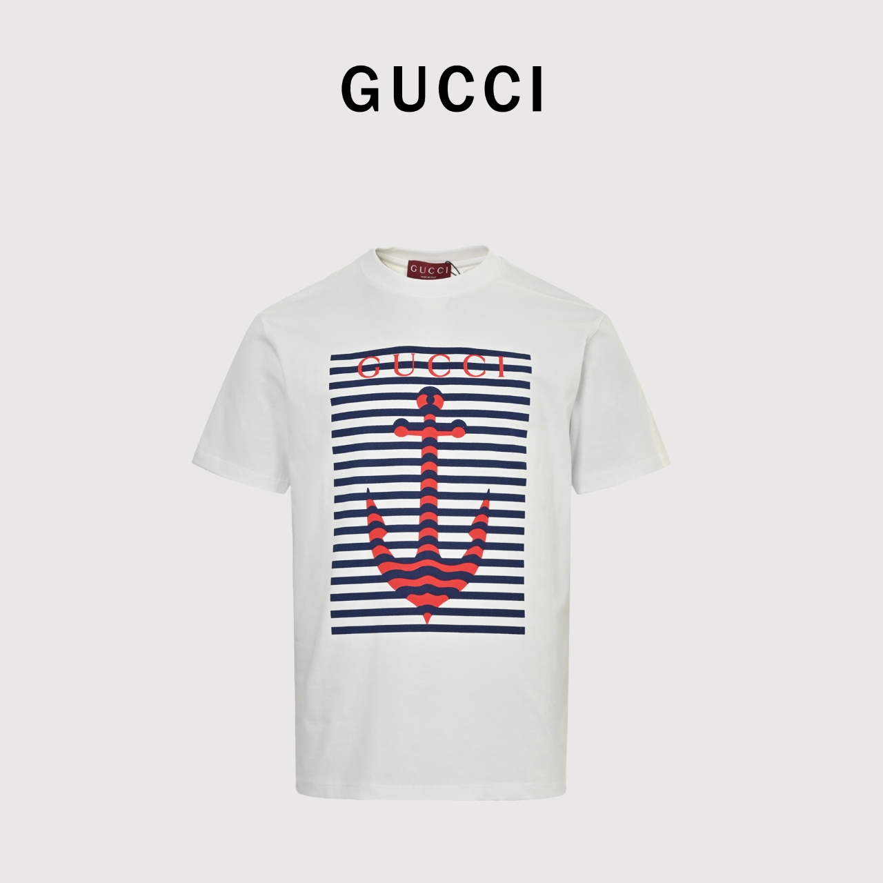 Gucci/古驰 25ss 条纹船锚印花短袖T恤