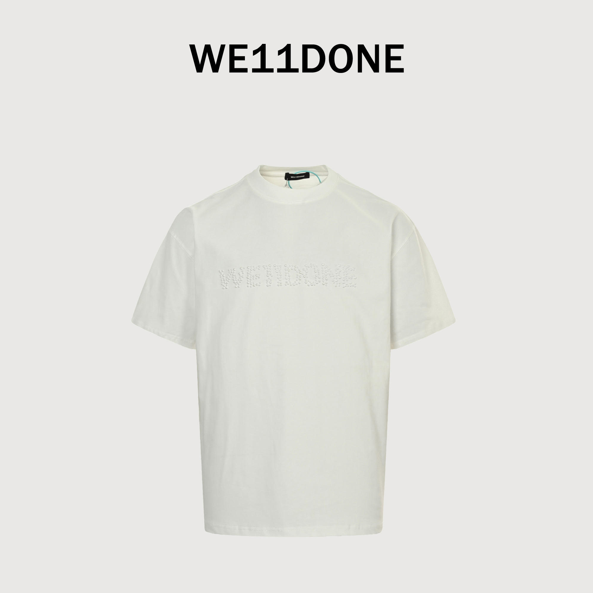 WE11DONE 龚俊同款上身LOGO烫钻字母 短袖T恤
