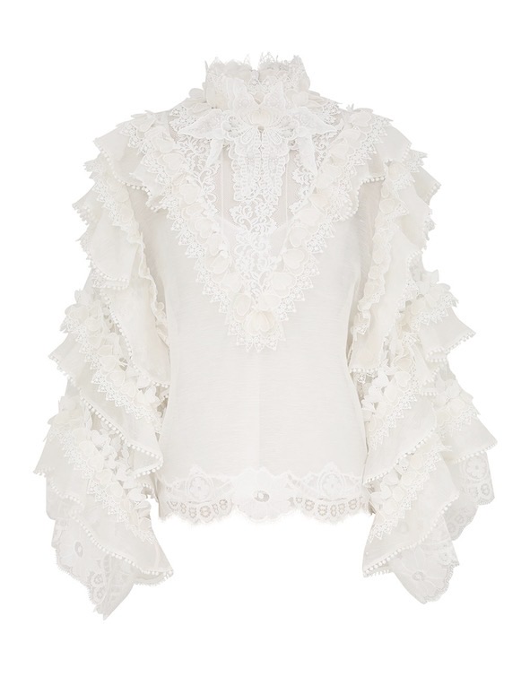 Zimmerman The Crush Heart Trim Blouse in Ivory from our Resort