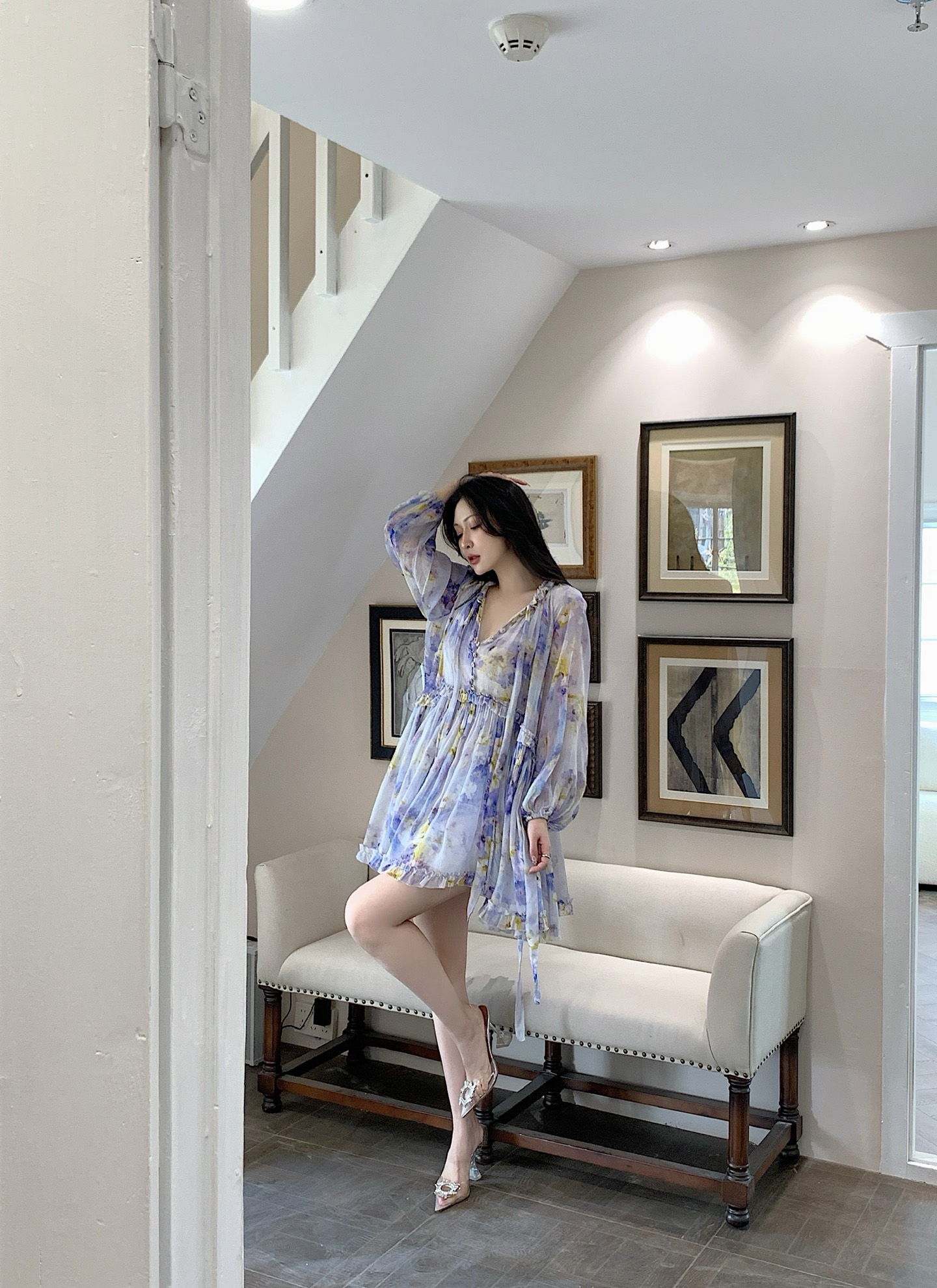 Zimmerman Misty purple flower shadows dye the chiffon