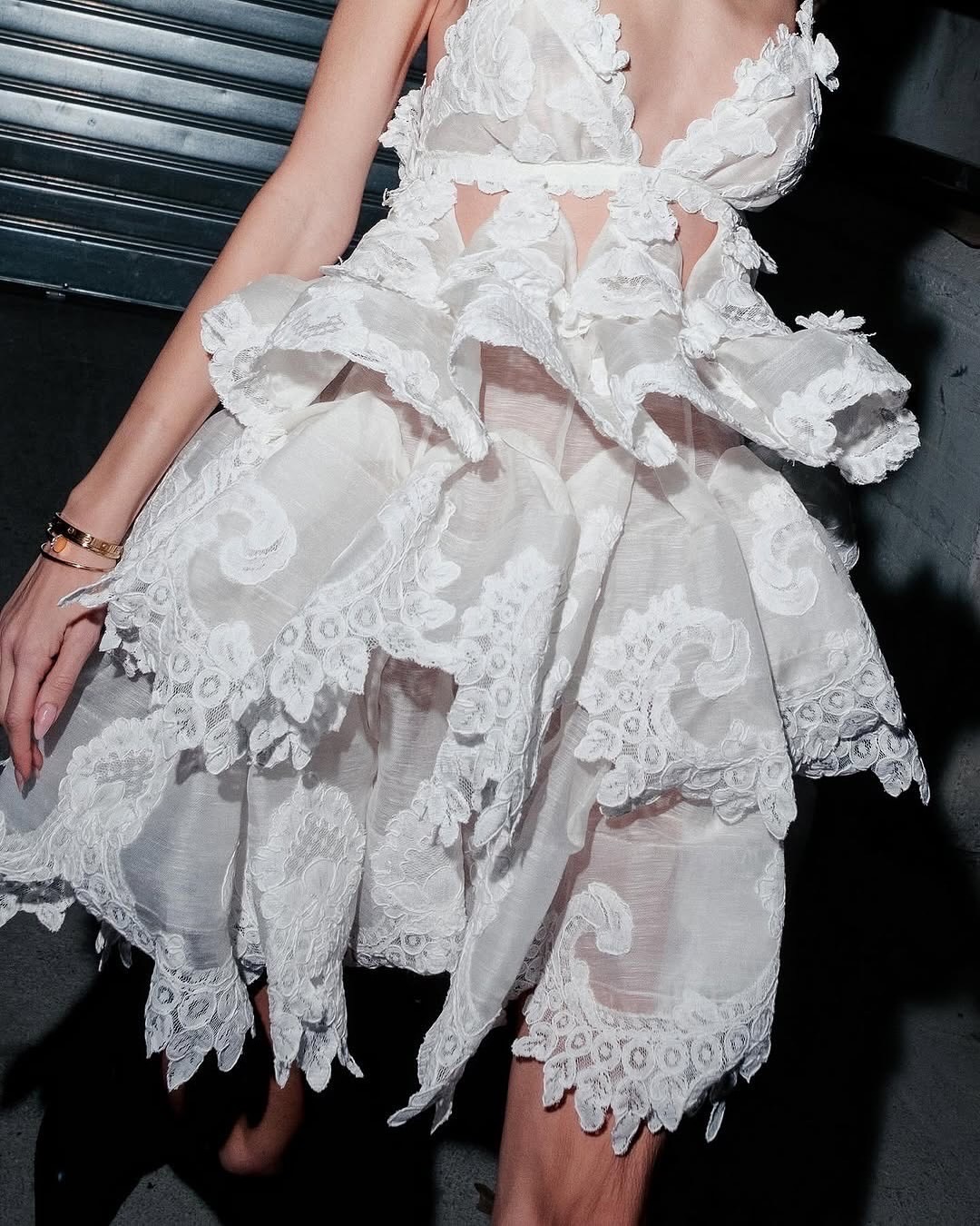 Zimmerman The tenderness of pure white lace collides with the sharpness of bl...