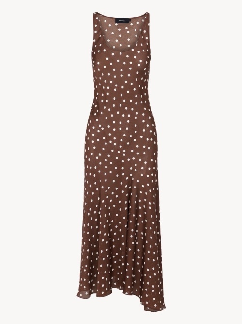 Ellery Brown Polka Dot Midi Dress, 90s Elegance With Modern Ease, Flared Skirt 1 Ellery Brown Polka Dot Midi Dress, 90s Elegance With Modern Ease, Flared Skirt