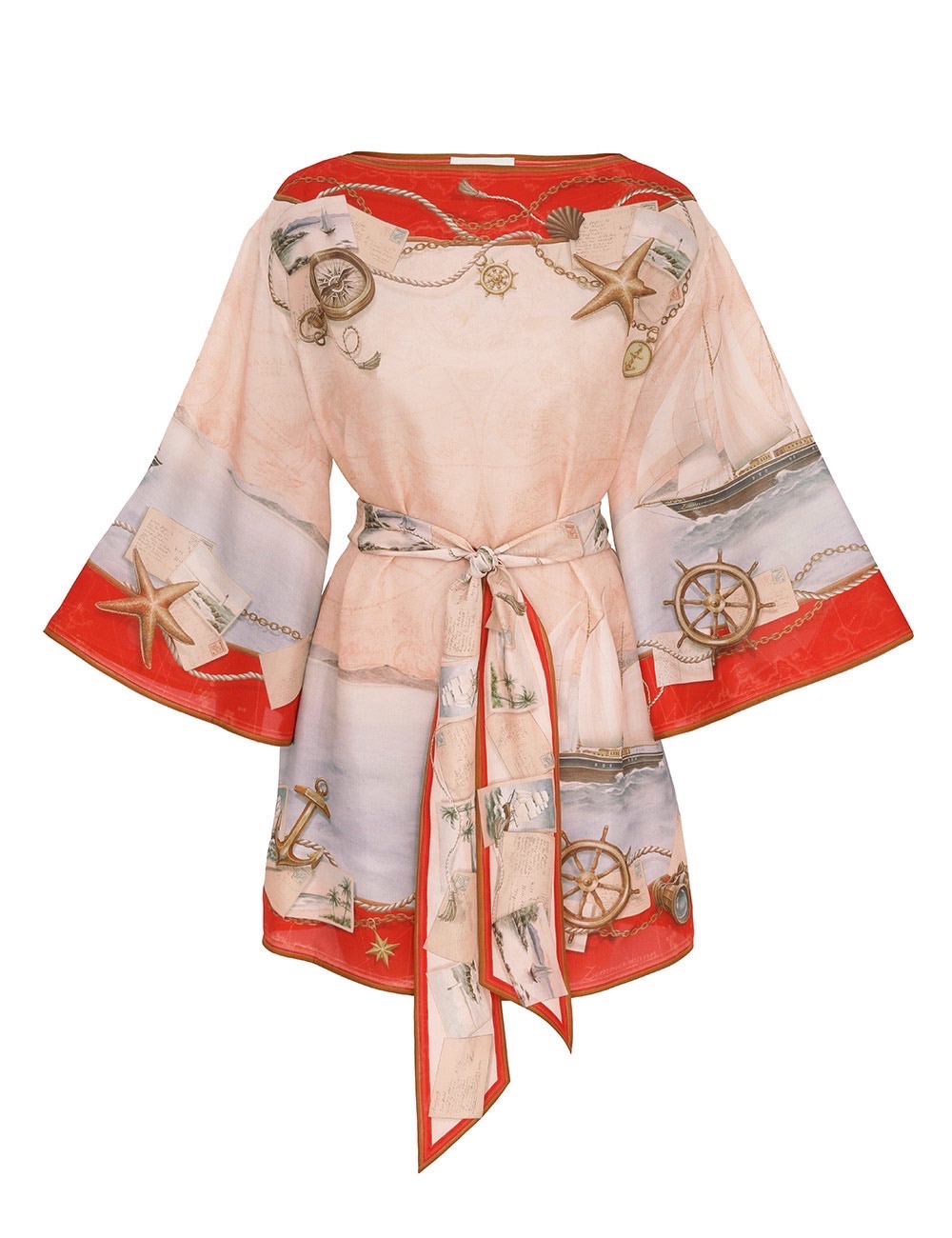 Zimmerman The Scarborough Tunic Mini Dress in Red Nautical Map from our Summer Swim