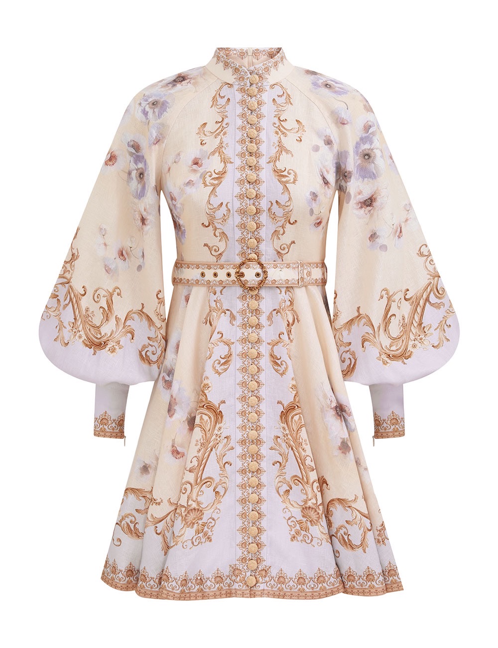 Zimmerman The Hypnotic Buttoned Mini Dress in Blue Floral from our Fall