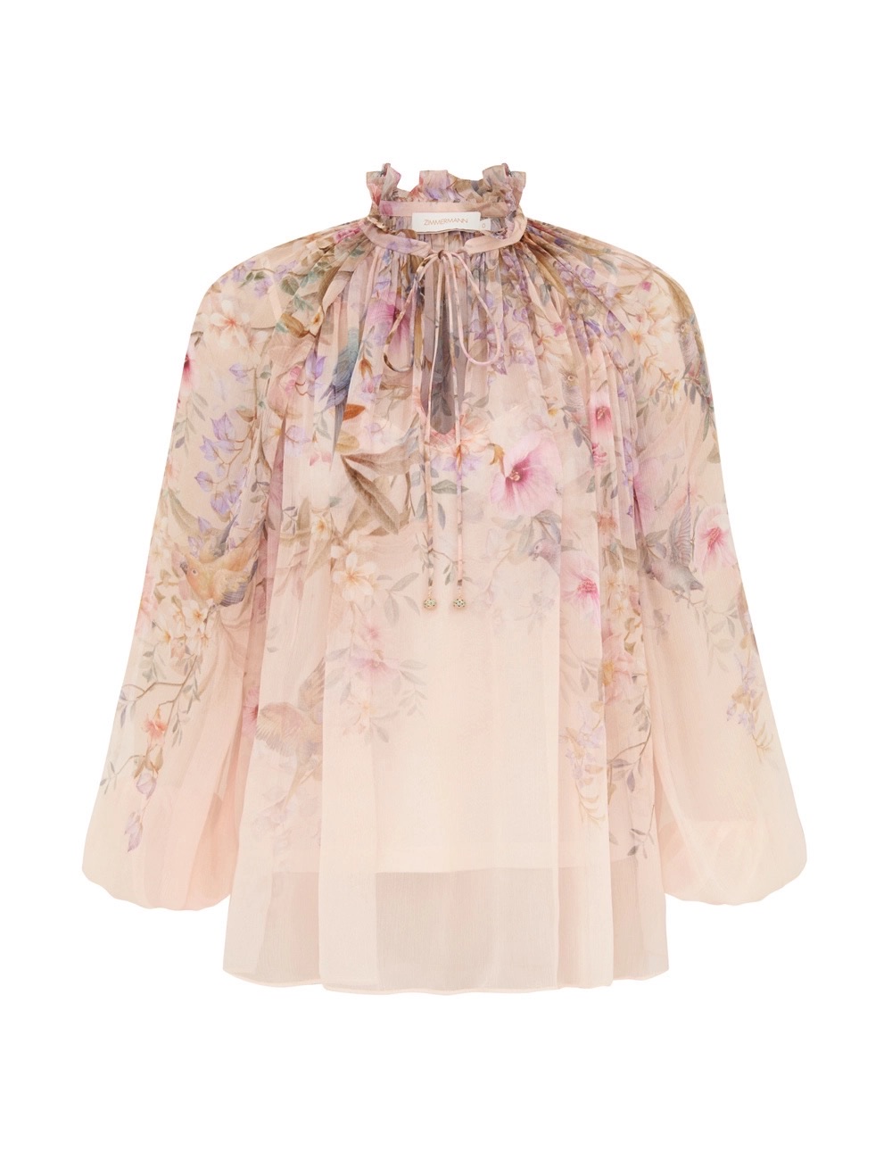 Zimmerman The Rebellion Billow Blouse in Cream Aviary from our Cruise