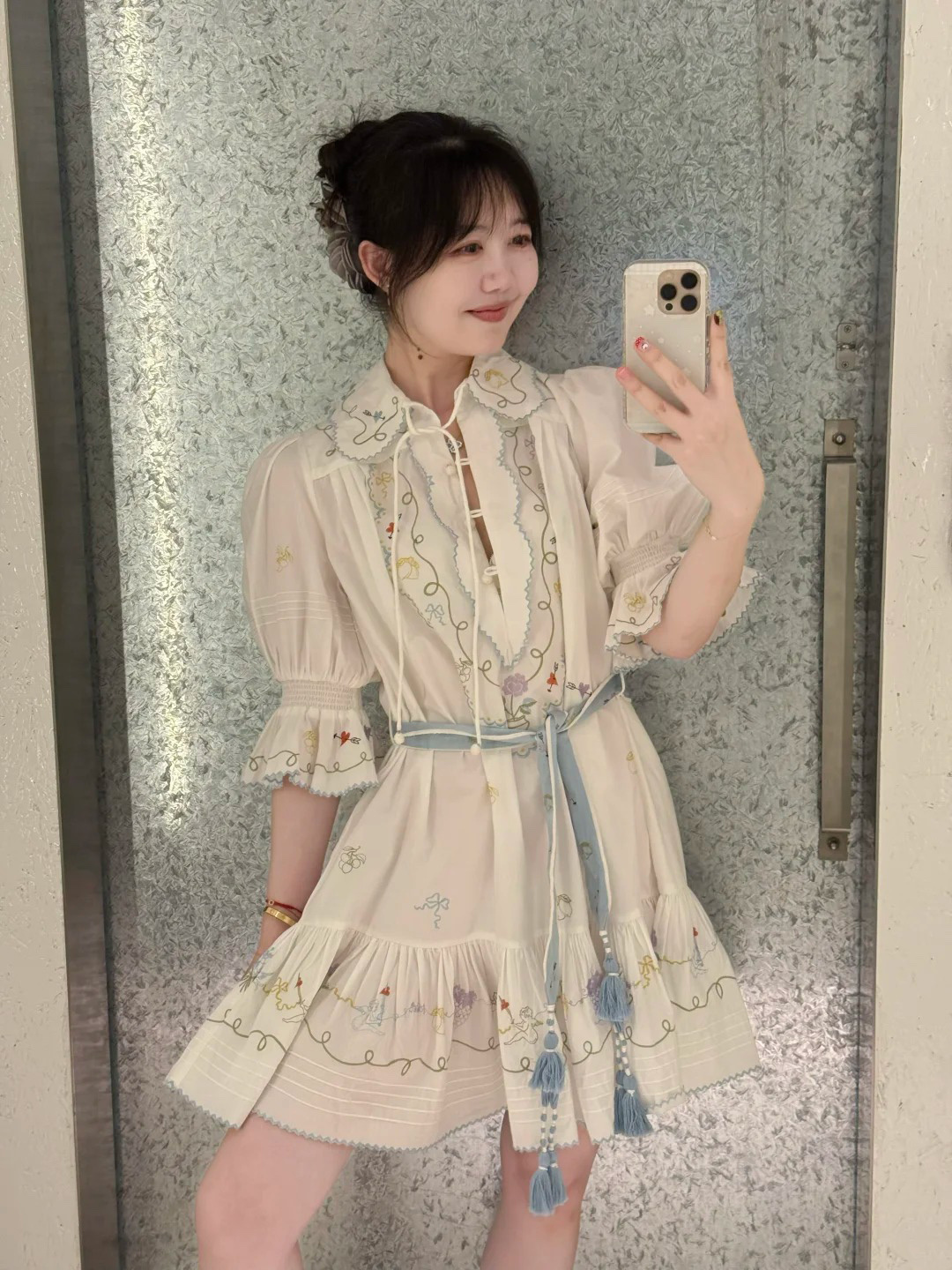 Zimmerman The off-white dress is stitched with delicate embroidery