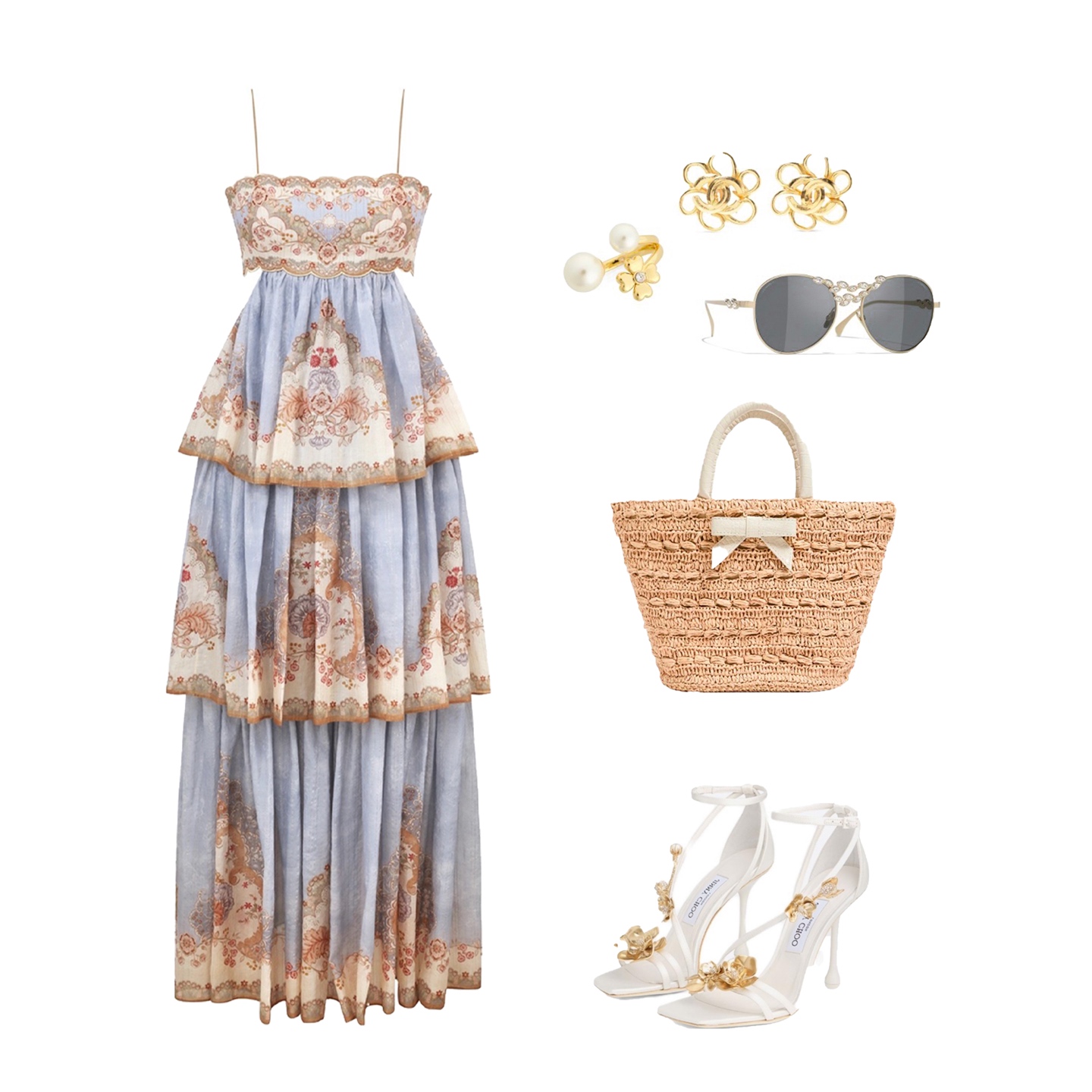 Zimmerman The misty blue skirt is dyed with the retro texture of paisley