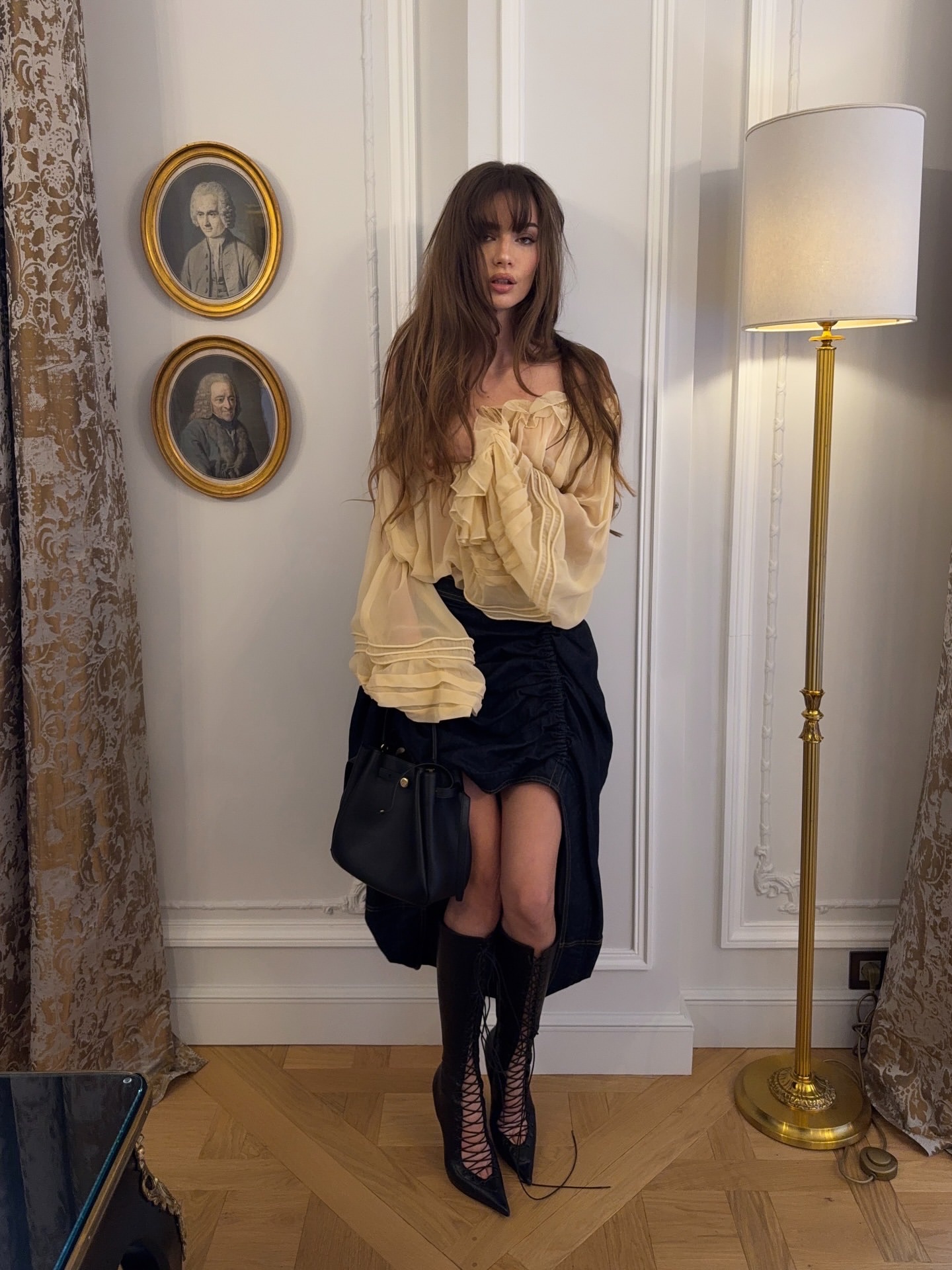 Zimmerman The cream ruffled chiffon blouse ripples with gentle texture