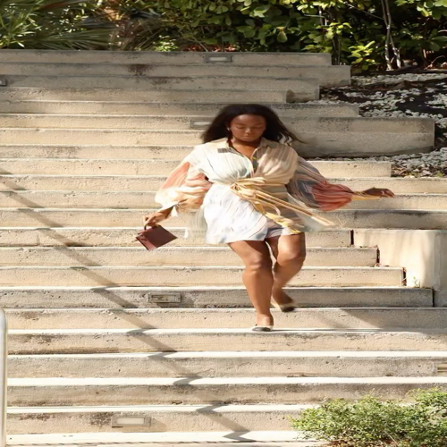 Zimmerman Warm light filters through the palm-fringed stone steps