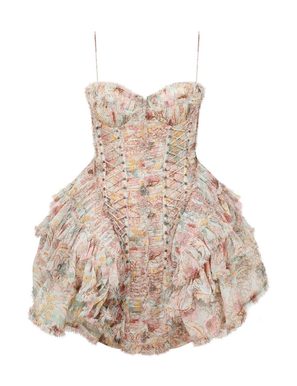 Zimmerman The Rebellion Frayed Mini Dress in Mint Floral from our Cruise
