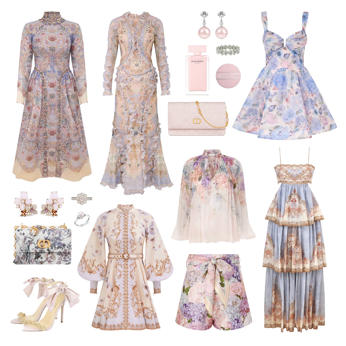 Zimmerman The printed texture of misty blue embracing soft pink forms the aes...