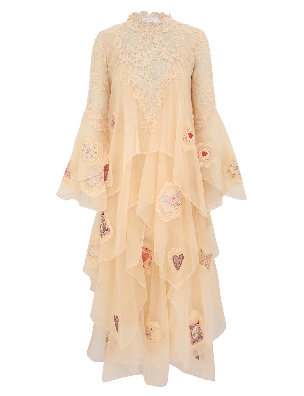 Zimmerman The design of this nude apricot lace tulle dress is a fusion of rom...