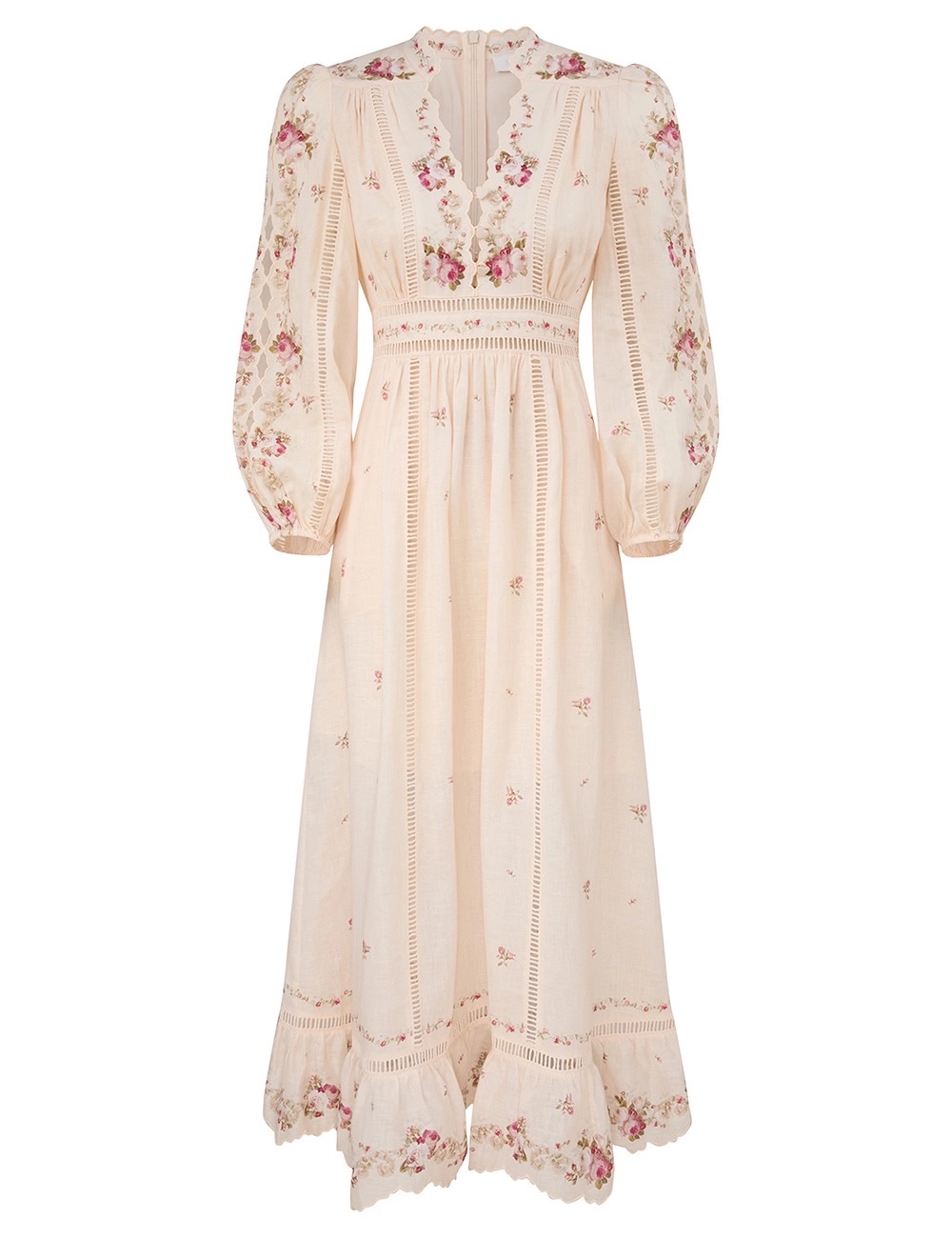 Zimmerman The Patience Plunge Midi Dress in Cream
