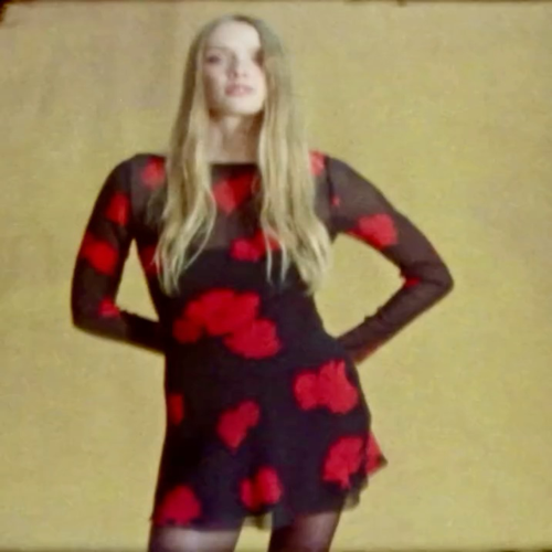 Zimmerman Midnight red roses, sheer fabric breathes charm.