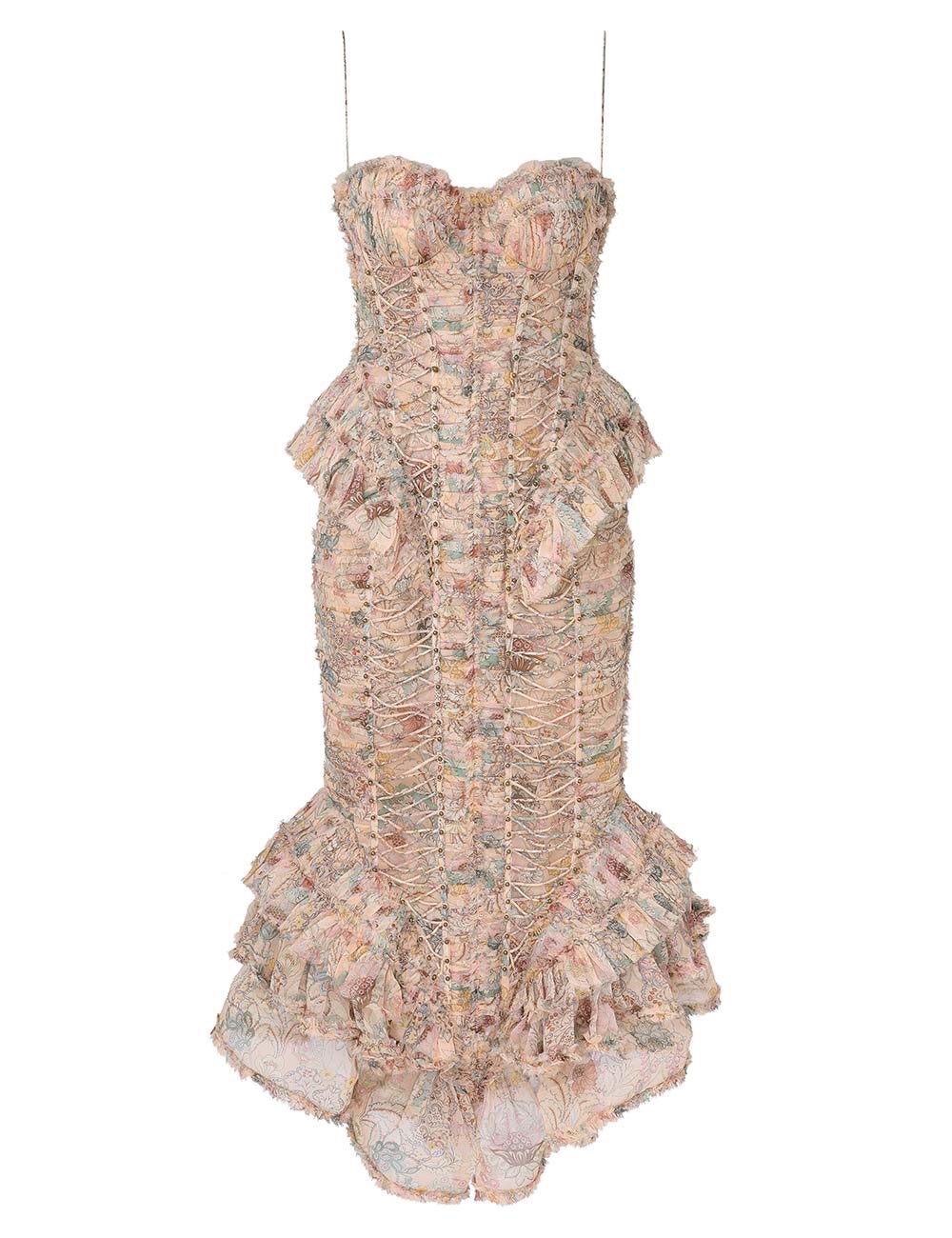 Zimmerman The Rebellion Frayed Midi Dress in Pink Floral from our Cruise