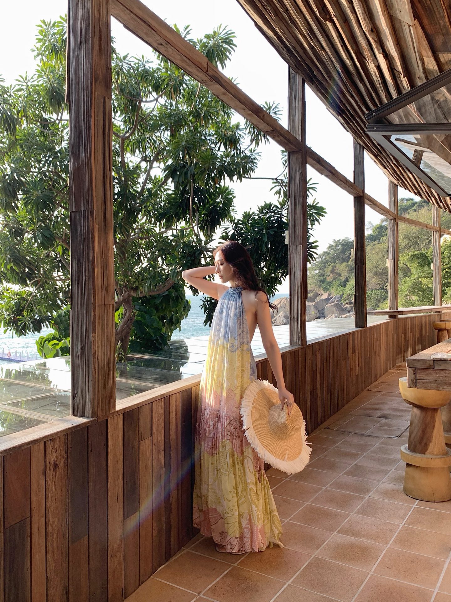 Zimmerman The halter design outlines the lines of the shoulders and back