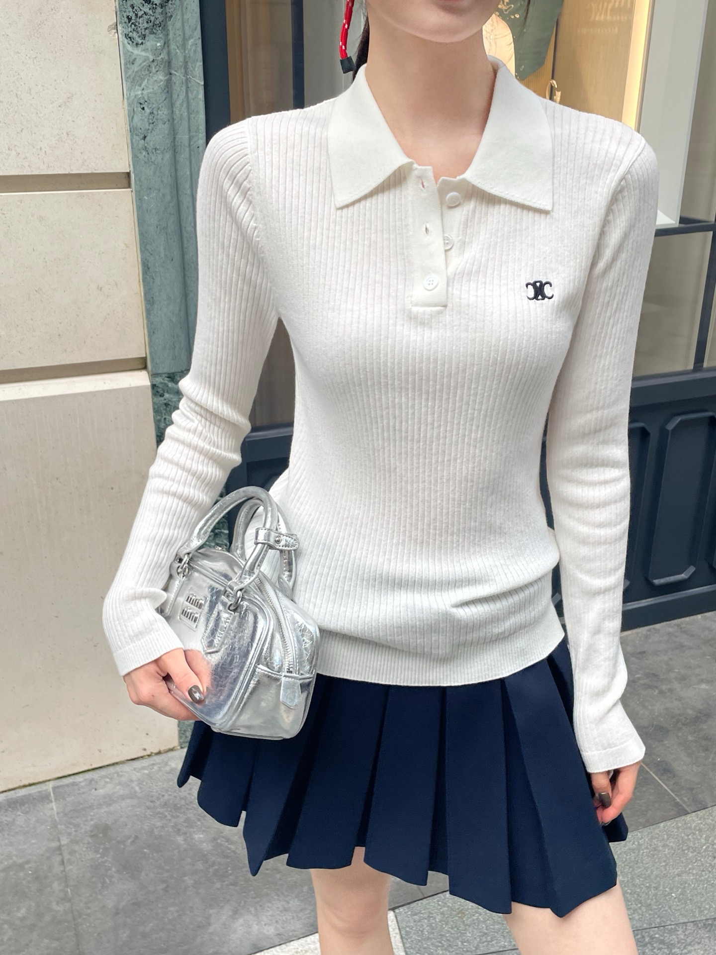 Celine Polo Collar Long Sleeve Knit Sweater Slim Fit College Style 4 i1755748994511 8895 0 3