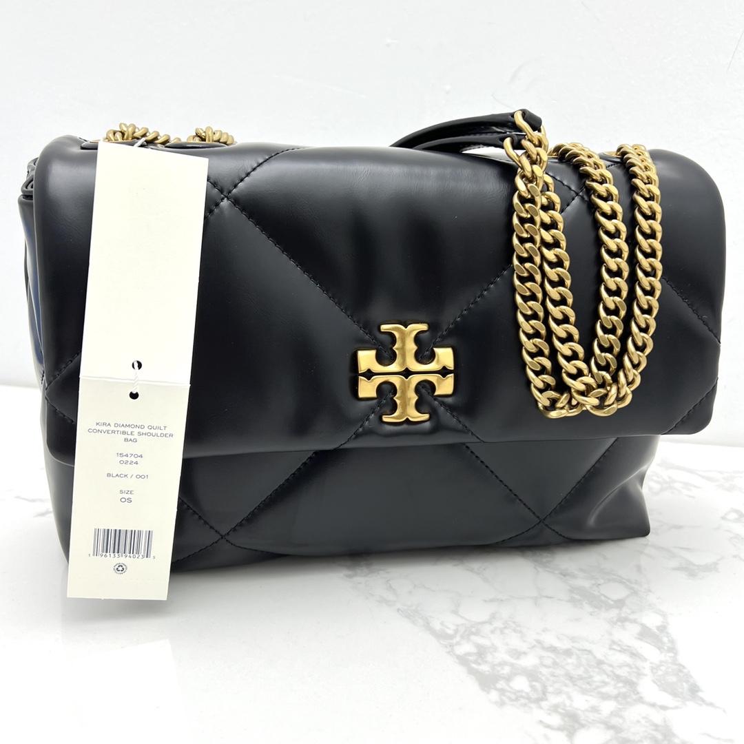 Tory Burch 新款 TB 大号 154704 小号 154706 最新款牛皮 云朵包 链条肩带背包 多功能使用 女士挎包 头层牛皮 可 单肩 可斜挎 超 黑色 白色
