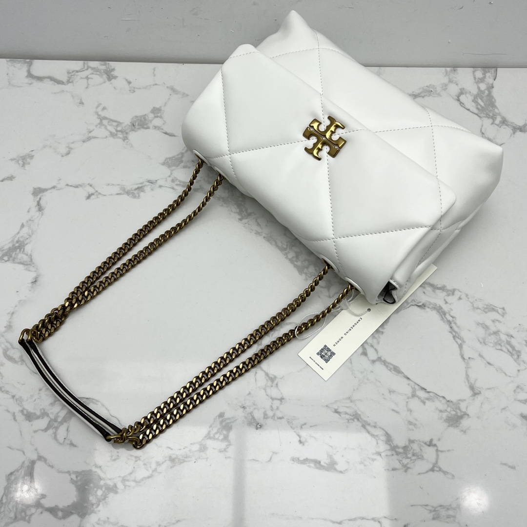 Tory Burch ～（大号白色）新款 TB 大号 154704 小号 154706 最新款牛皮 云朵包 链条肩带背包 多功能使用 女士挎包 头层牛皮 可 单肩 可斜挎 超 黑色 白色