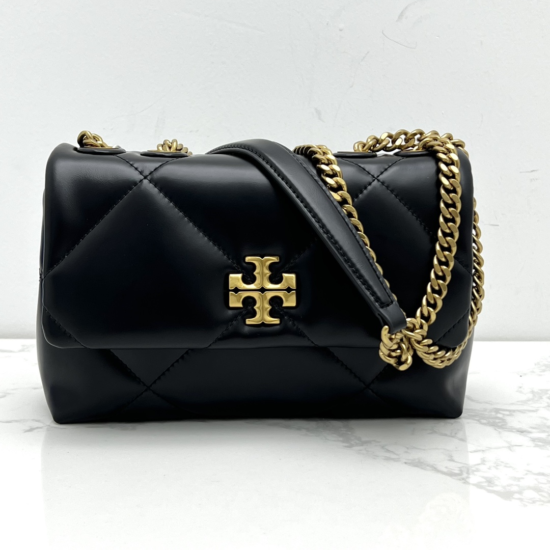 Tory Burch ～新款 TB 大号 154704 小号 154706 最新款牛皮 云朵包 链条肩带背包 多功能使用 女士挎包 头层牛皮 可 单肩 可斜挎 超 黑色 白色