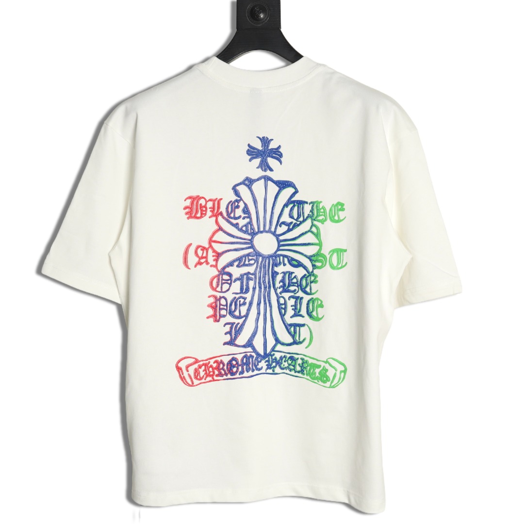 Chrome Hearts CH克罗心 梵文十字架重工彩色发泡印花T恤