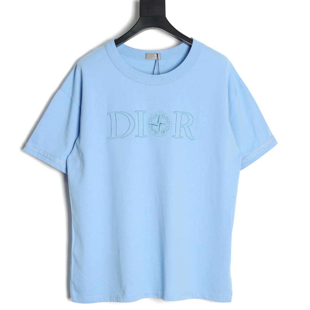Dior x STONE ISLAND 迪奥CD石头岛 联名款刺绣字母罗盘短袖T恤