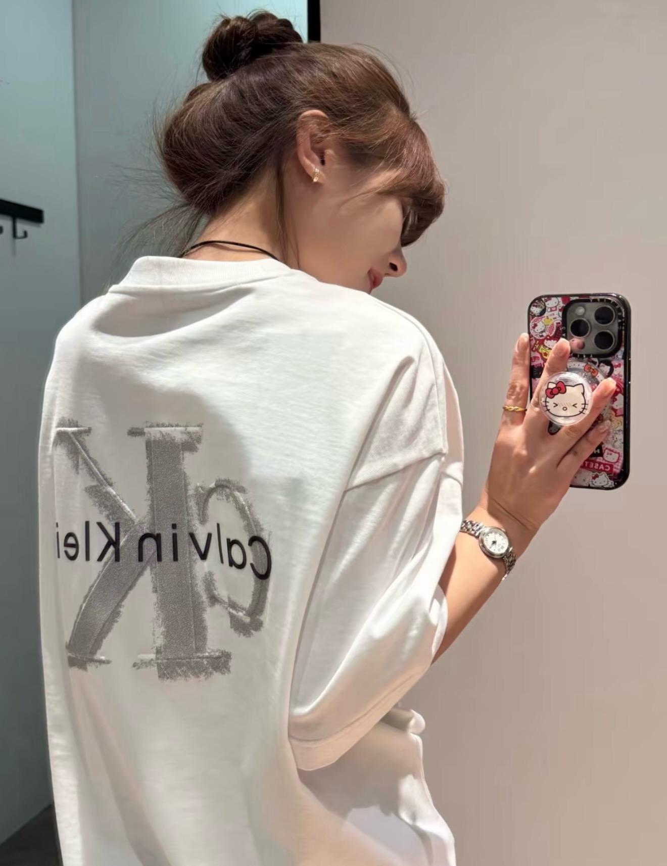 Calvin Klein 25SS CK小刺绣背后喷墨短袖T恤 上身效果#