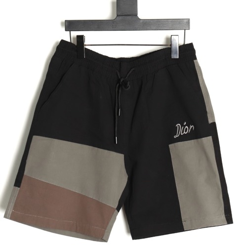 Dior Men's Patchwork Embroidered Canvas Shorts - Casual & Stylish 1 Dior Men's Patchwork Embroidered Canvas Shorts - Casual & Stylish
