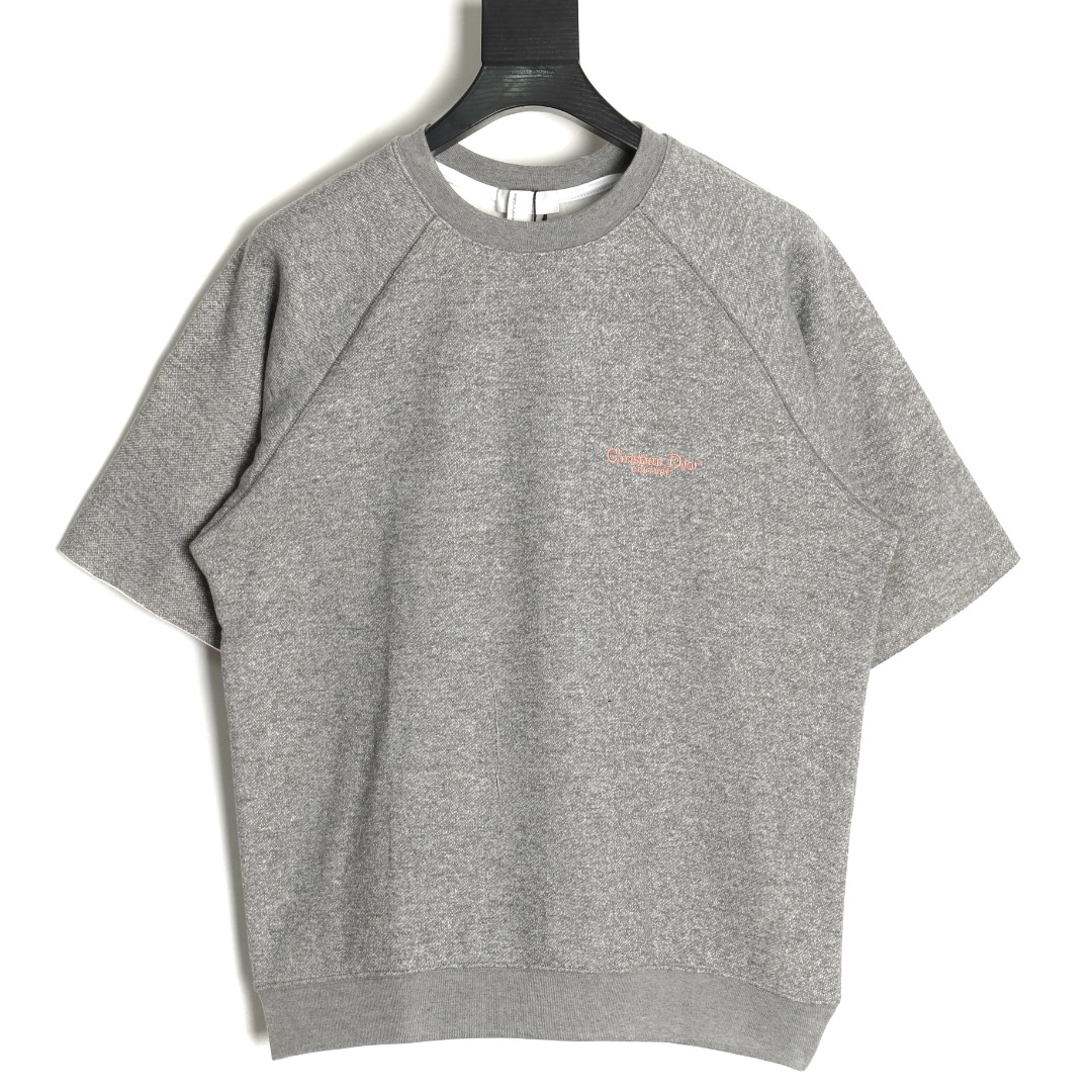 Dior Gray Cotton Jersey T-Shirt With Embroidered Logo, Short Sleeve, For Men/Women