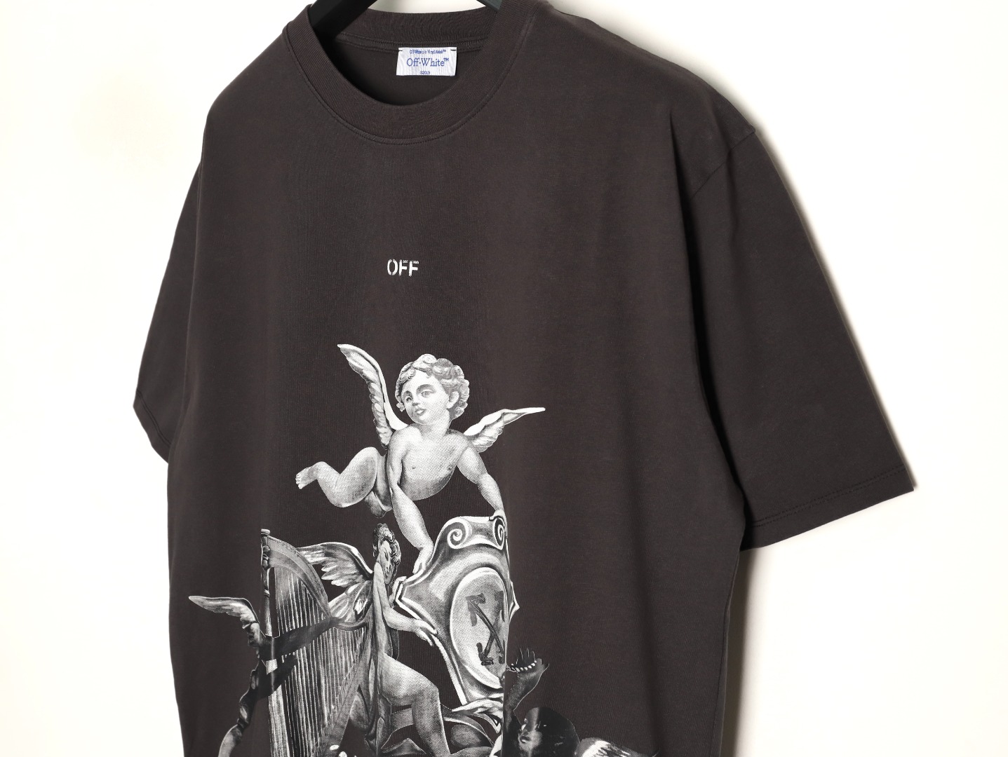 OFF WHITE OW小天使款短袖T恤做旧黑-Chinese UA Cheap High Quatity Brand Clothes Bags handbags Sneakers wholesale wholesaler seller from China Factory suppliers Fashion Clothing Shoes best Quality Beautiful Price OFF WHITE OW小天使款短袖T恤做旧黑