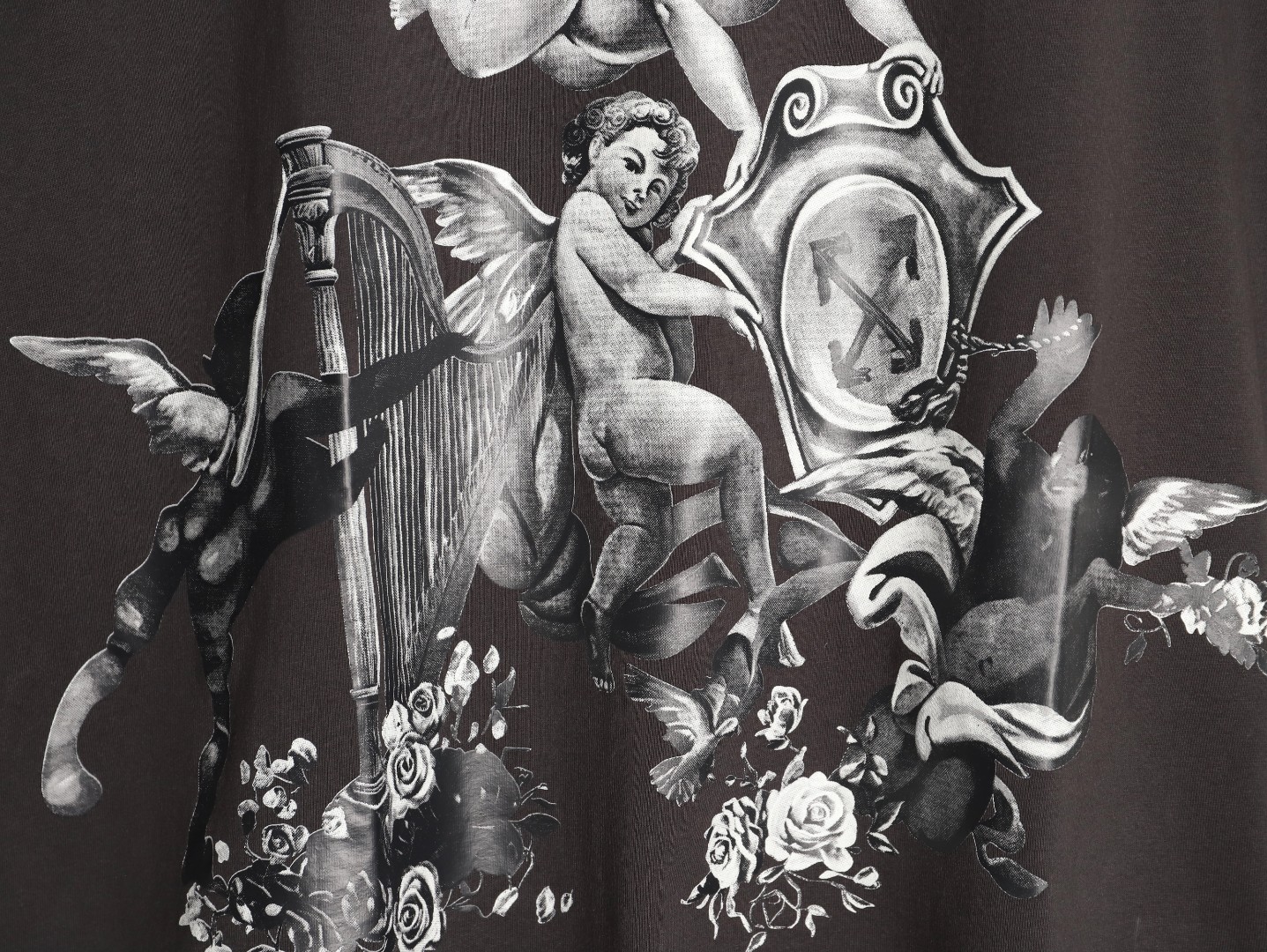 OFF WHITE OW小天使款短袖T恤做旧黑-Chinese UA Cheap High Quatity Brand Clothes Bags handbags Sneakers wholesale wholesaler seller from China Factory suppliers Fashion Clothing Shoes best Quality Beautiful Price OFF WHITE OW小天使款短袖T恤做旧黑