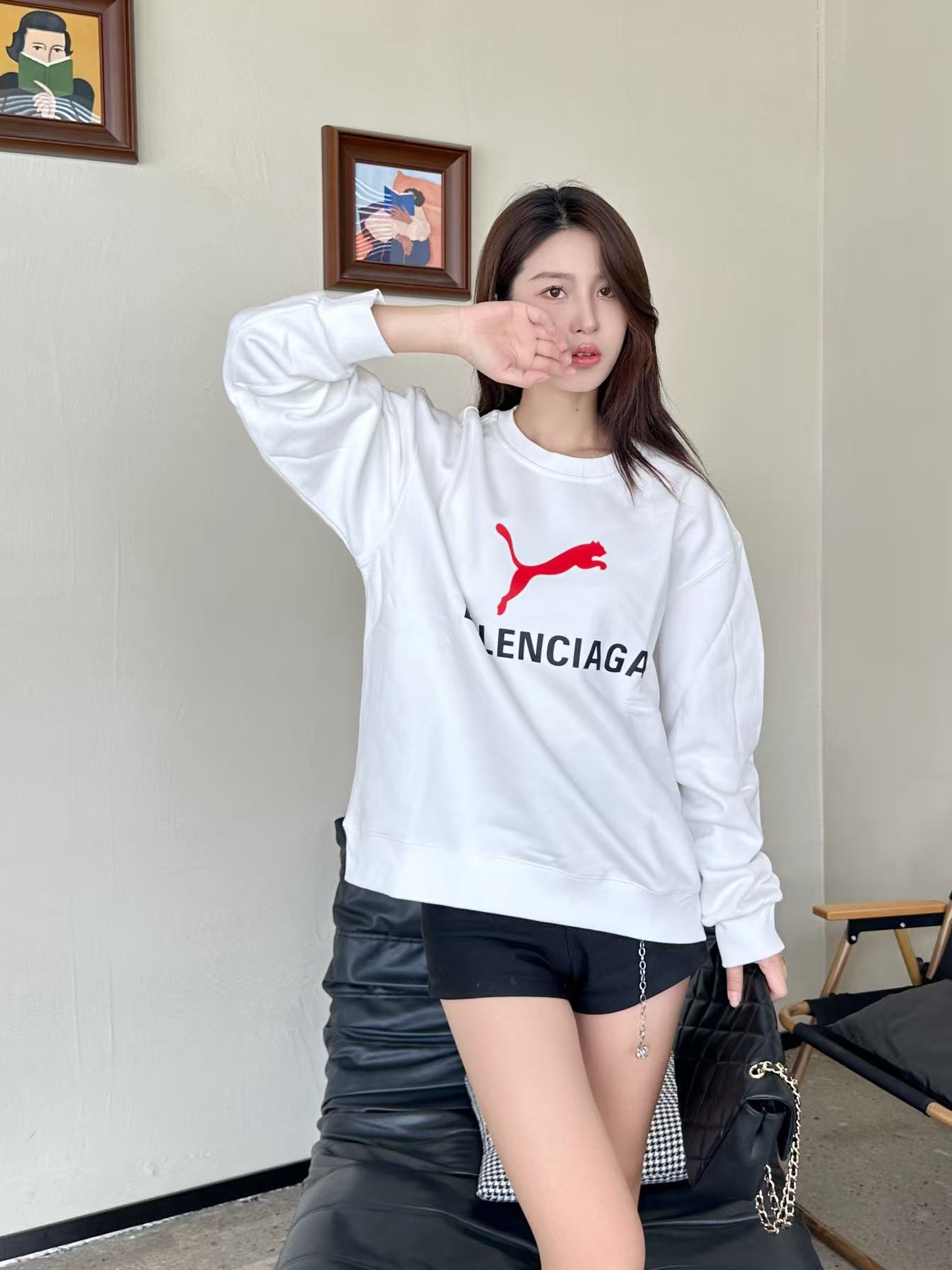 Balenciaga x PUMA 巴黎世家 25FW 彪马联名圆领卫衣 上身效果#