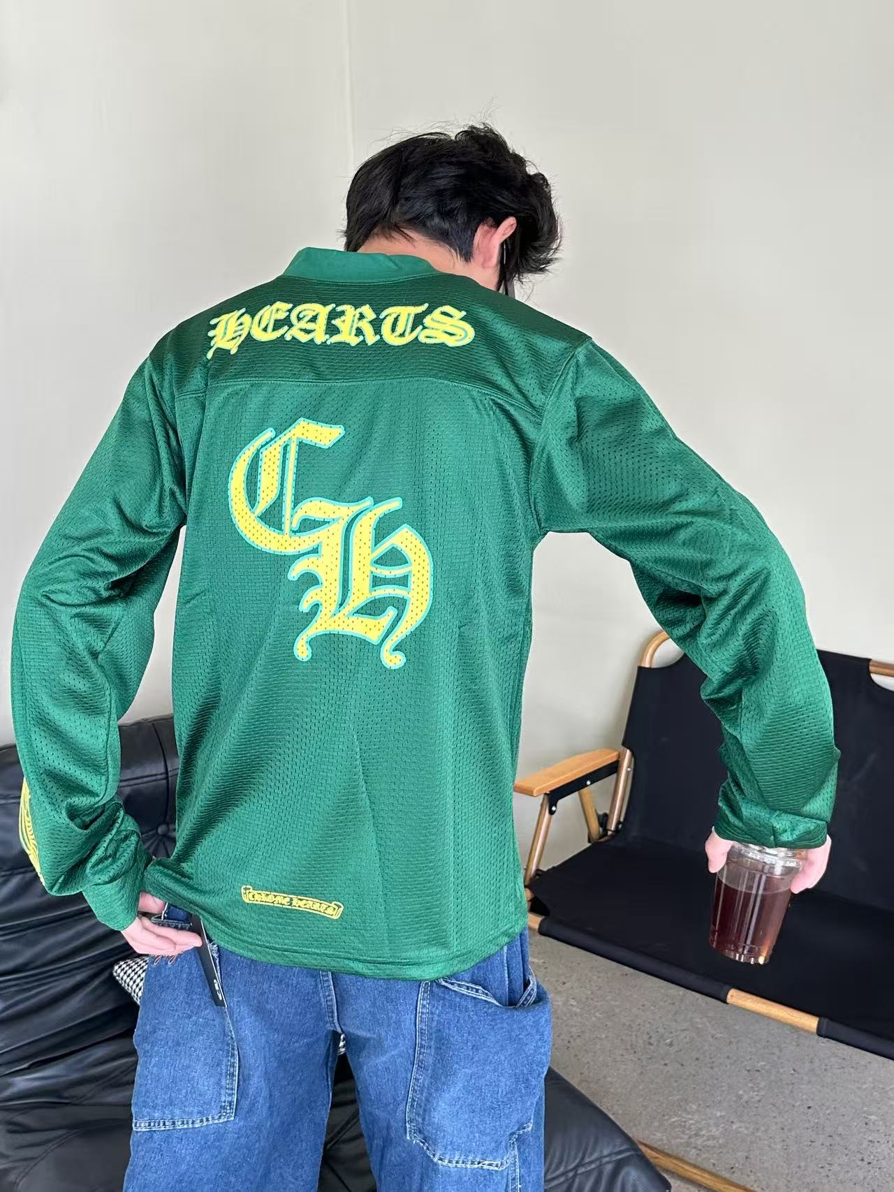 Chrome Hearts 克罗心 25FW 梵文网眼双层冰球服长袖T恤 上身效果#