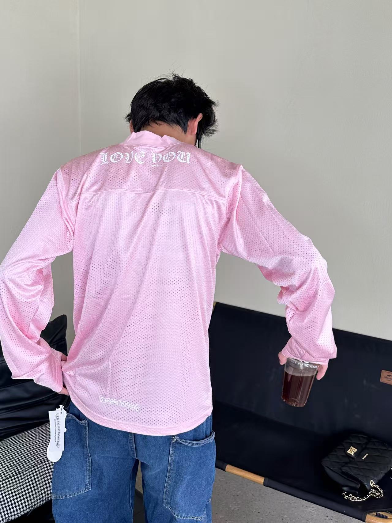 Chrome Hearts 克罗心 25FW 梵文网眼双层冰球服长袖T恤 上身效果#