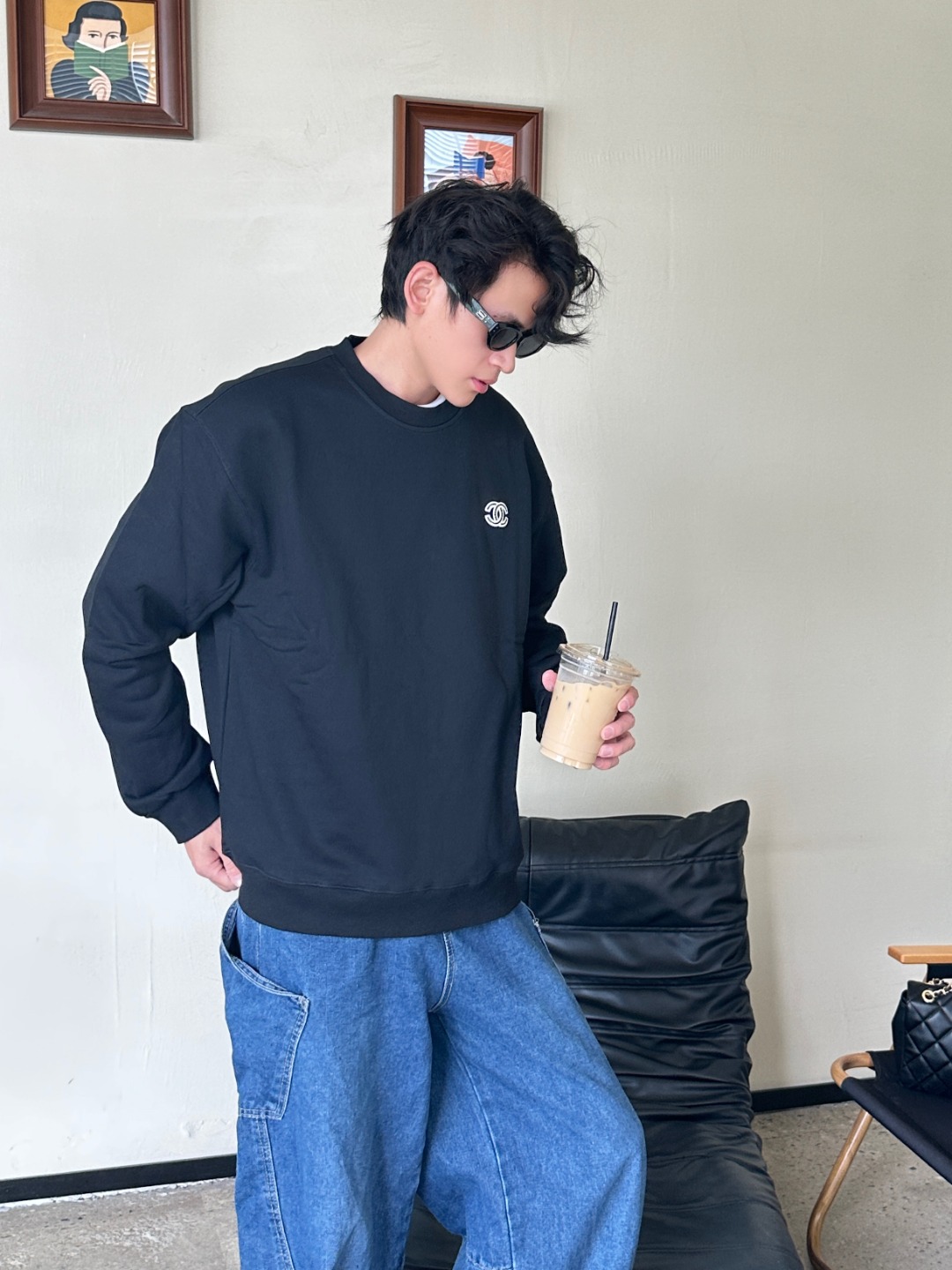 CHANEL 香奈儿 25FW 刺绣小标圆领卫衣 上身效果#