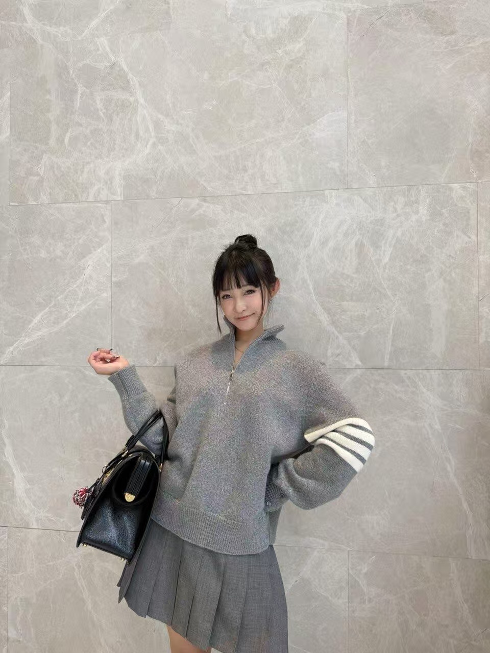 THOM BROWNE 汤姆布朗 TB 25FW 四杠半拉链毛衣 上身效果#