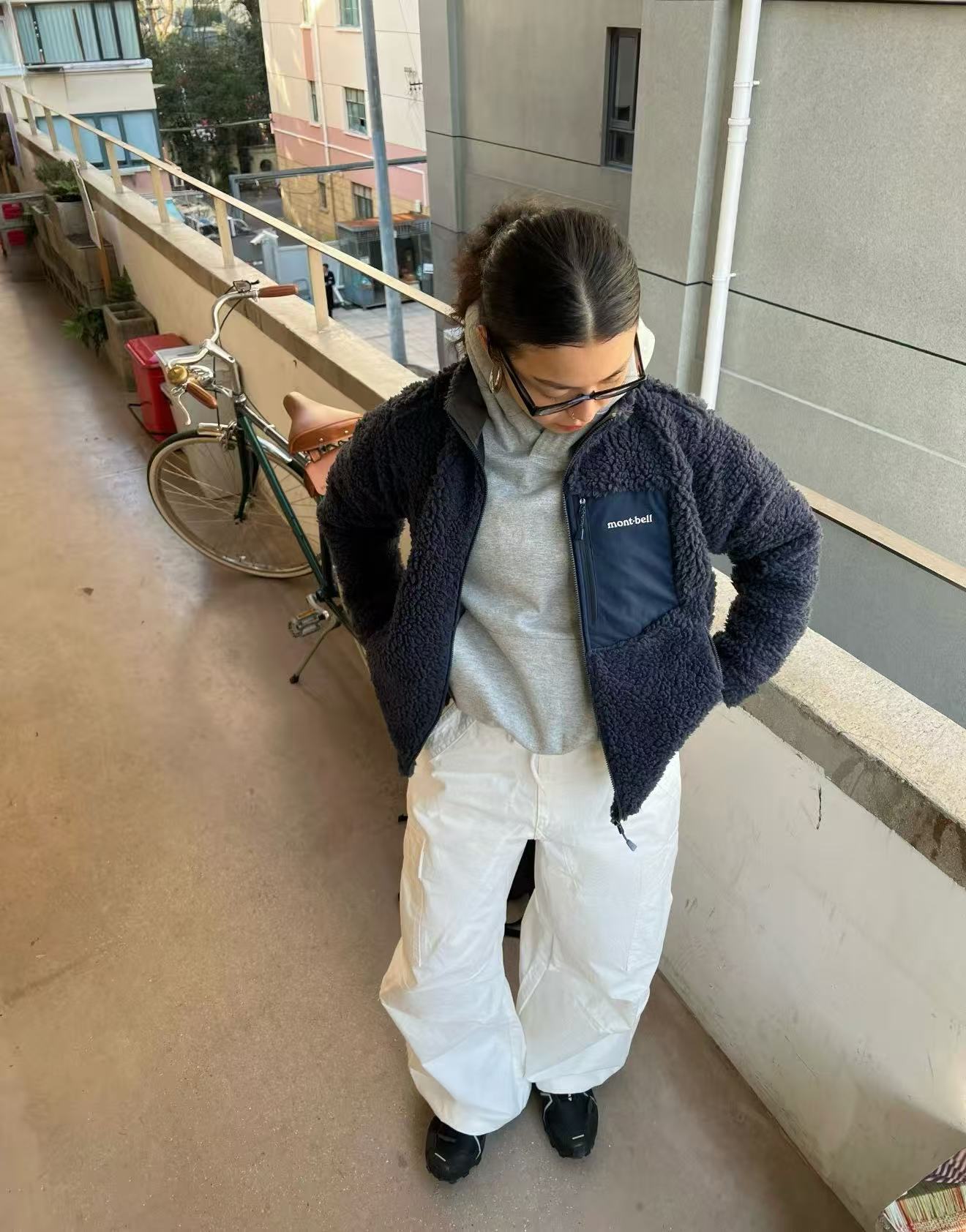 MONTBELL 蒙特贝尔 25FW 羊羔毛立领外套 上身效果#