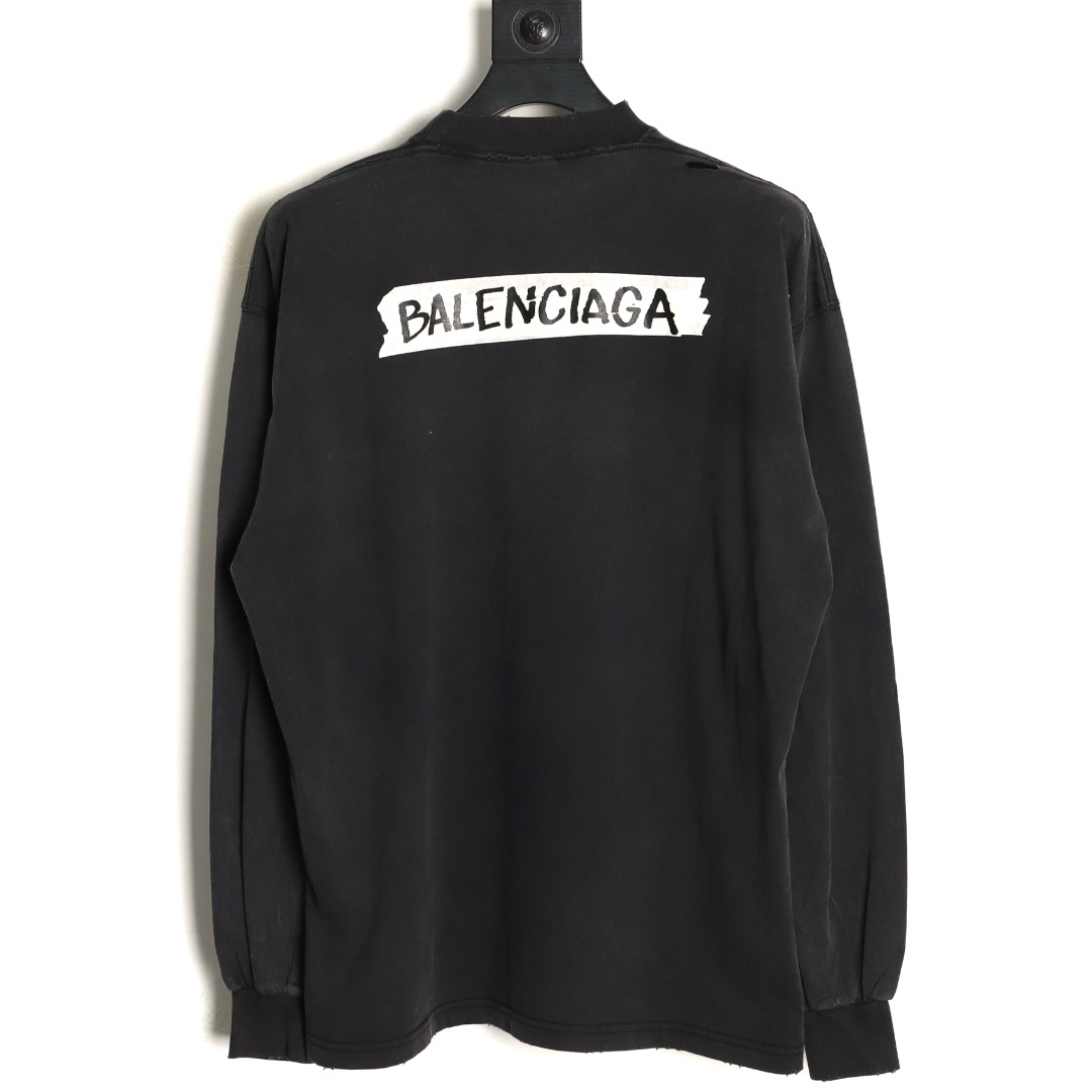 Balenciaga 巴黎世家 26SS 新胶带印花长袖T恤