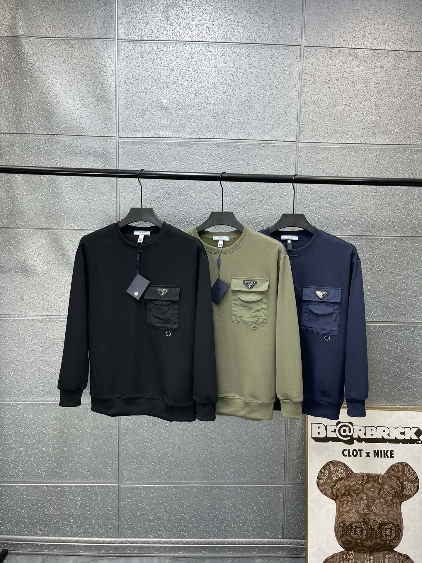 Prada Vêtements Sweatshirts Noir Bleu Vert Unisexe Série d’été Fashion Peu importe