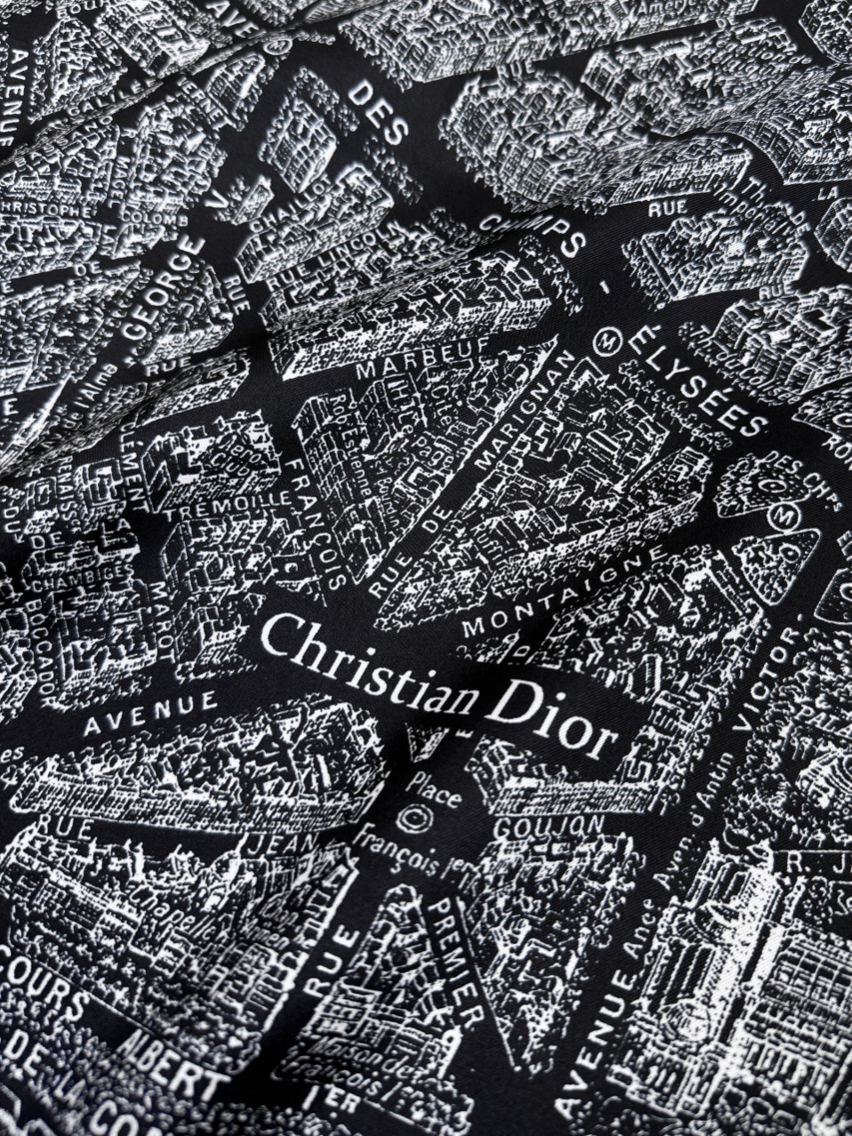 DIOR 巴黎地图 C D标志提花条形图案丝巾