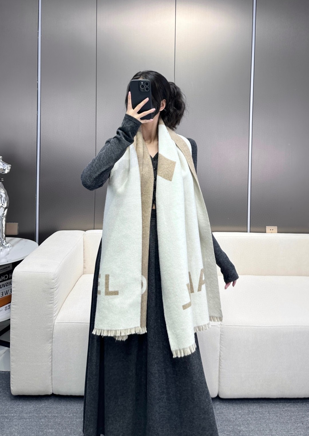 Chanel Scarf Shawl Cashmere