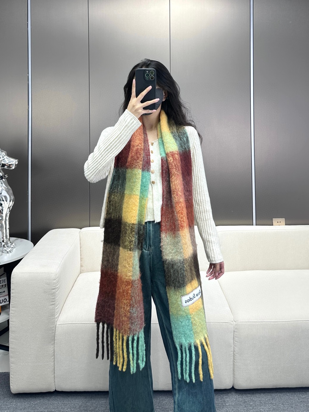 Acne Studios Scarf Splicing Nylon Wool Winter Collection