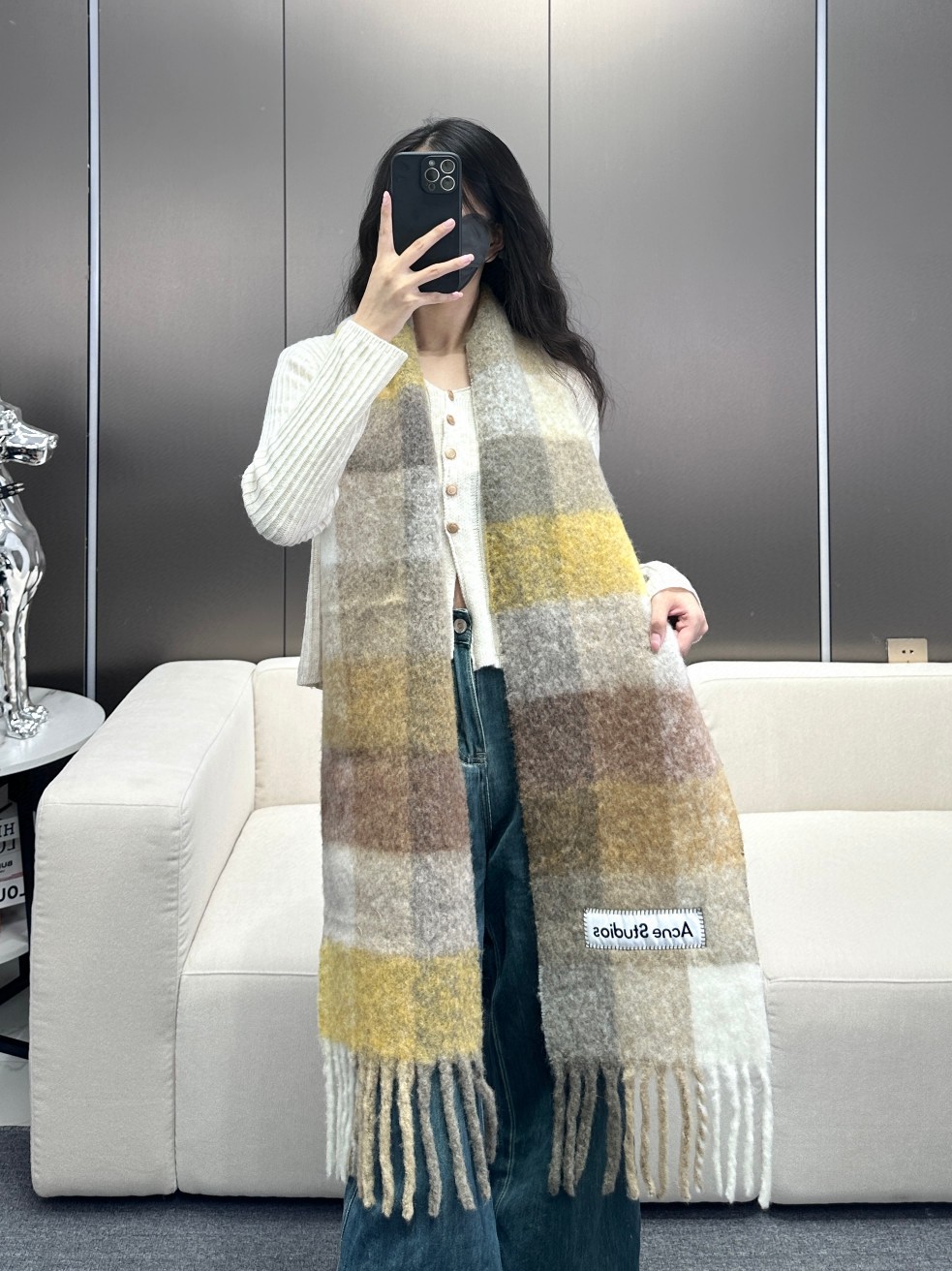 Acne Studios Scarf Splicing Nylon Wool Winter Collection