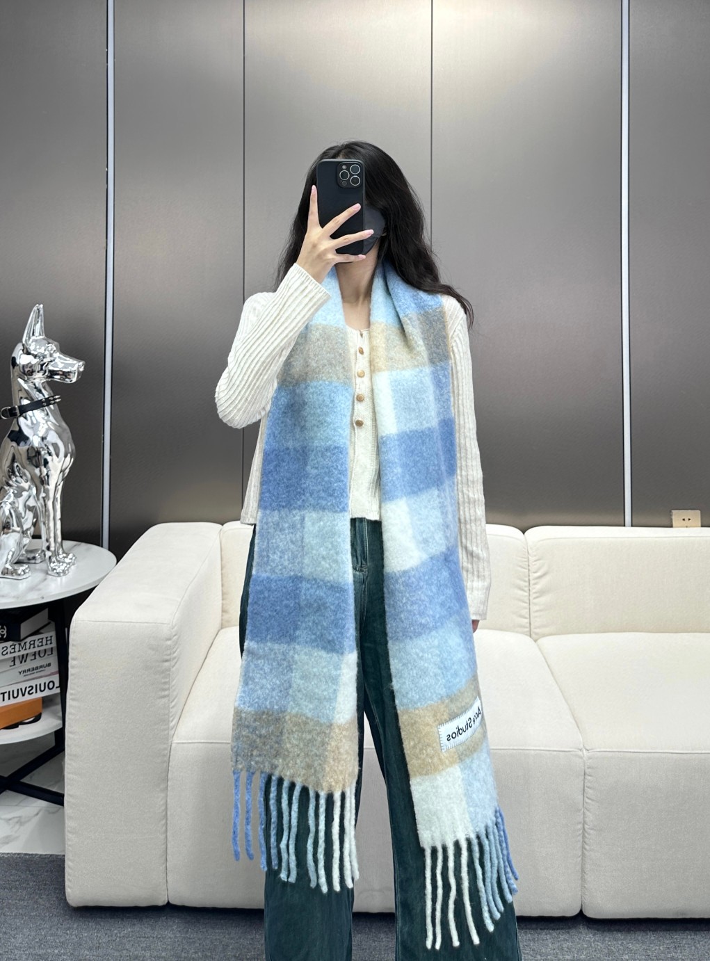 Acne Studios Scarf Splicing Nylon Wool Winter Collection