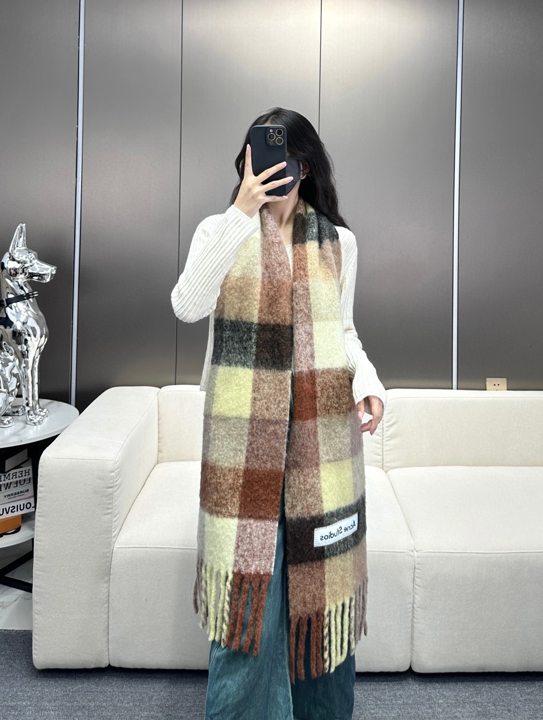 Acne Studios Scarf Splicing Nylon Wool Winter Collection