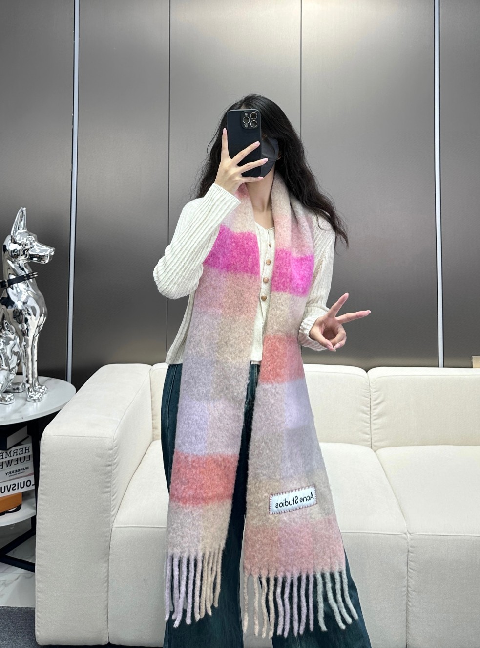 Acne Studios Scarf Splicing Nylon Wool Winter Collection